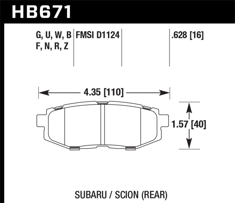 Picture of Hawk Performance HAWK HPS Brake Pad Sets Rear - HB671F.628