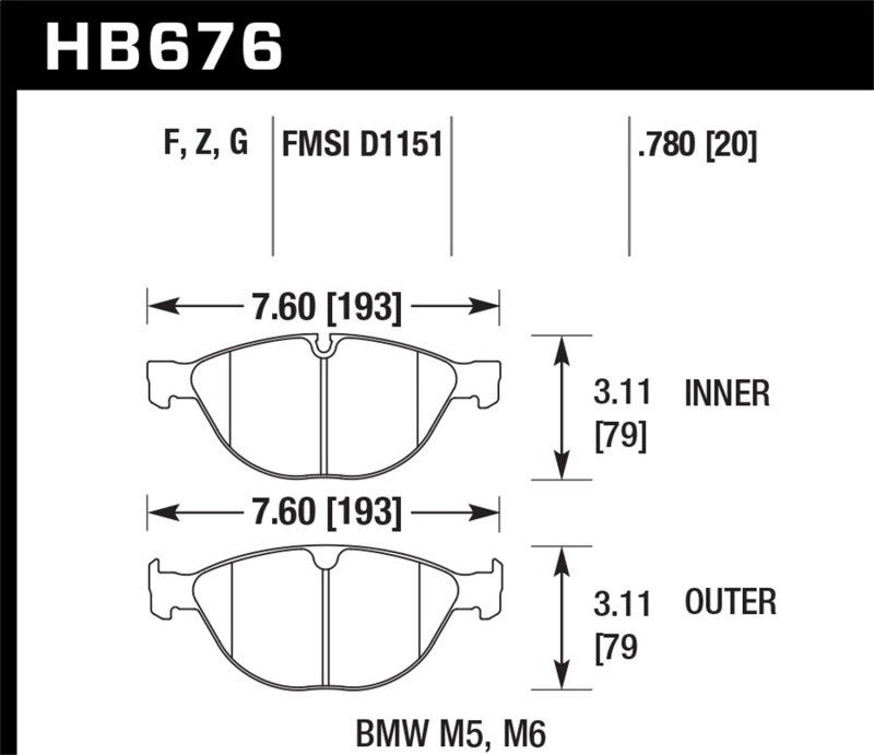 Picture of Hawk Performance HAWK HPS Brake Pad Sets - HB676F.780