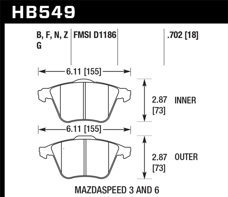 Picture of Hawk Performance HAWK DTC-60 Brake Pad Sets - HB549G.702