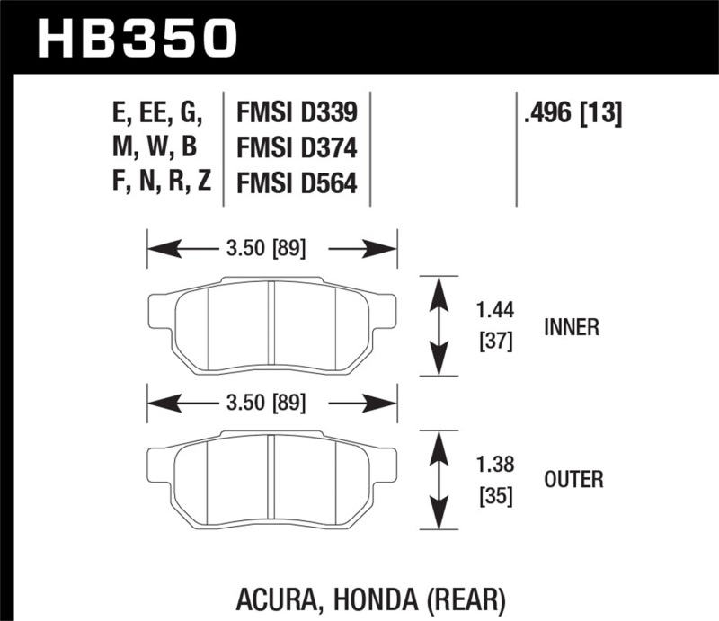 Picture of Hawk Performance HAWK Blue 9012 Brake Pad Sets - HB350E.496