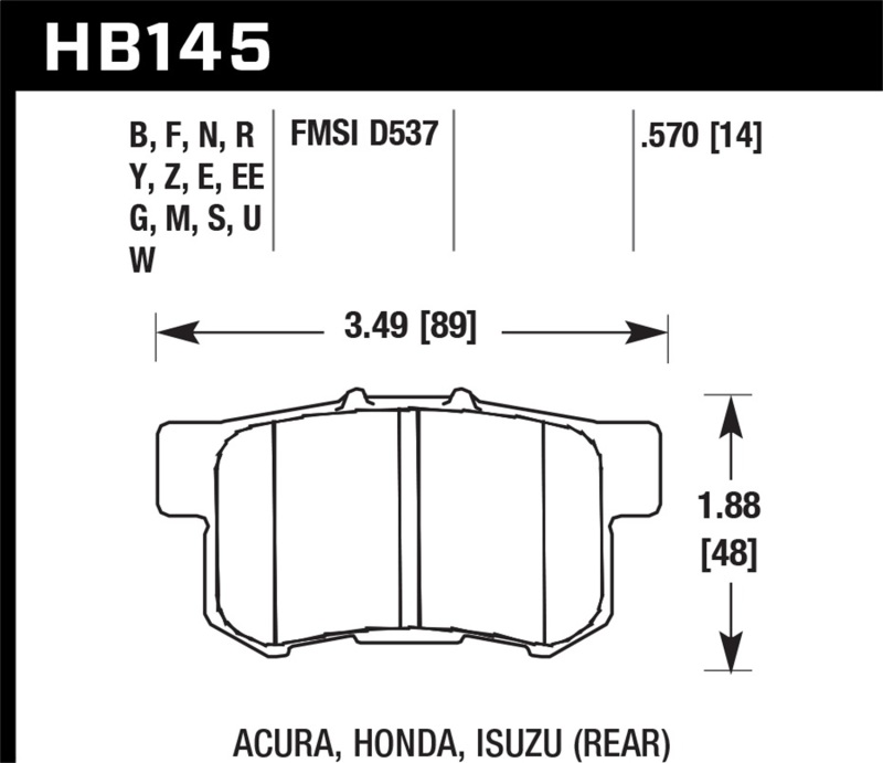 Picture of Hawk Performance HAWK Ceramic Brake Pad Sets Rear - HB145Z.570