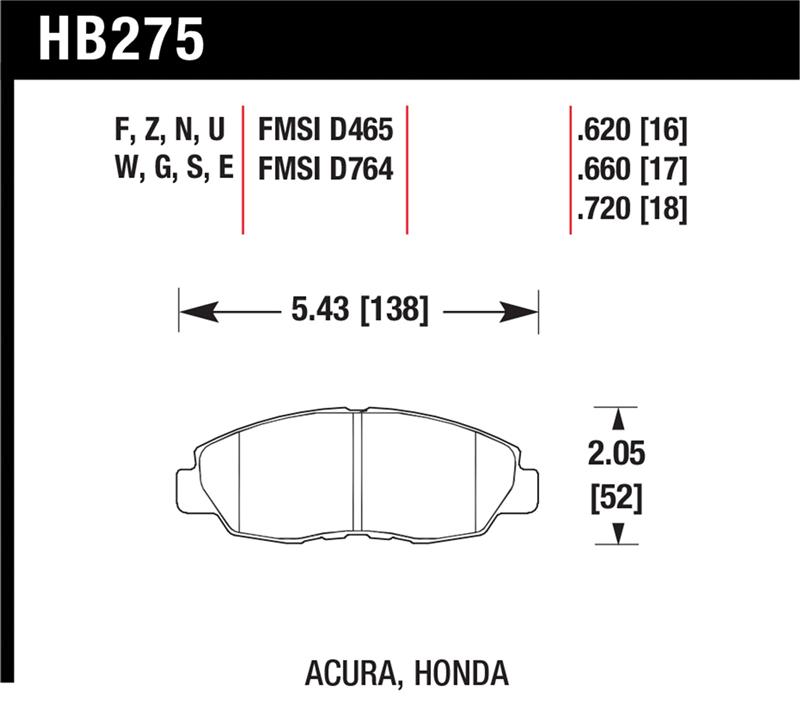 Picture of Hawk Performance HAWK Ceramic Brake Pad Sets Front - HB275Z.620