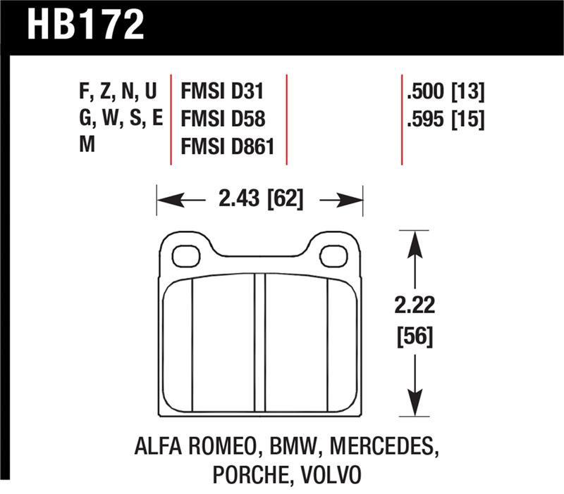 Picture of Hawk Performance HAWK Blue 9012 Brake Pad Sets Front - HB172E.595