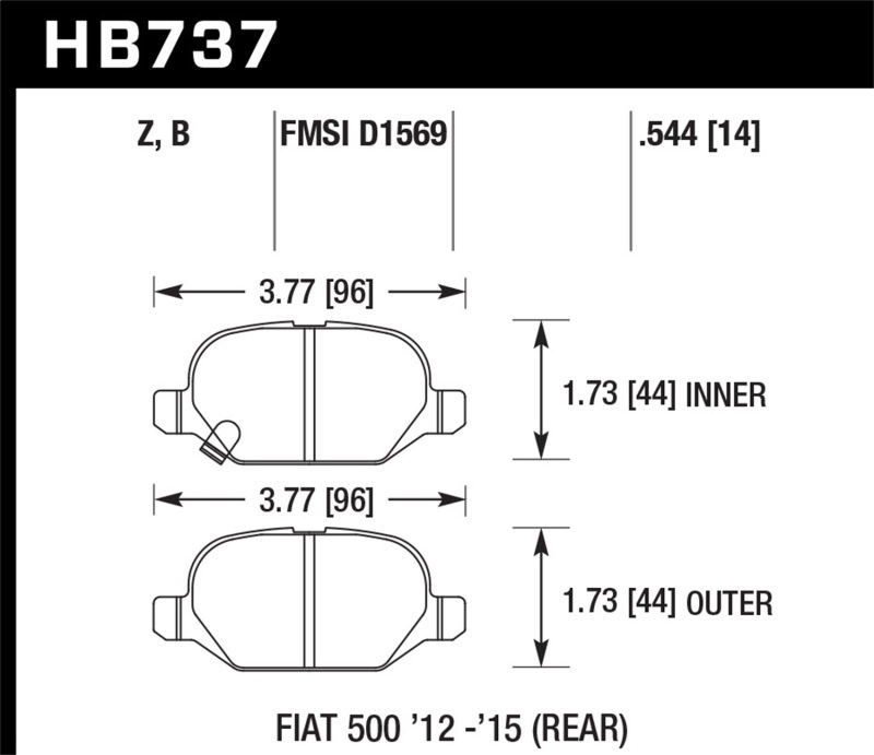 Picture of Hawk Performance HAWK HPS 5.0 Brake Pad Sets - HB737B.544