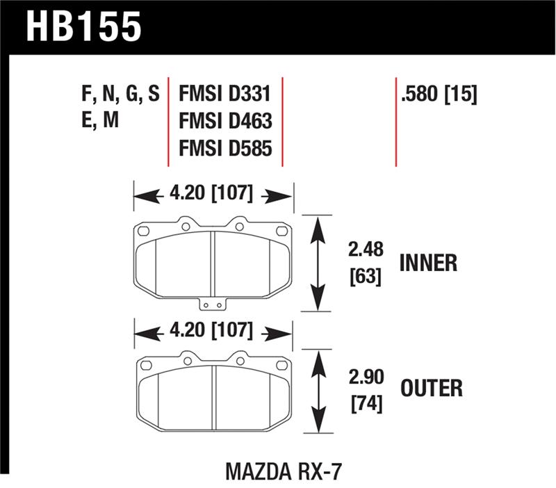 Picture of Hawk Performance HAWK DTC-60 Brake Pad Sets - HB155G.580