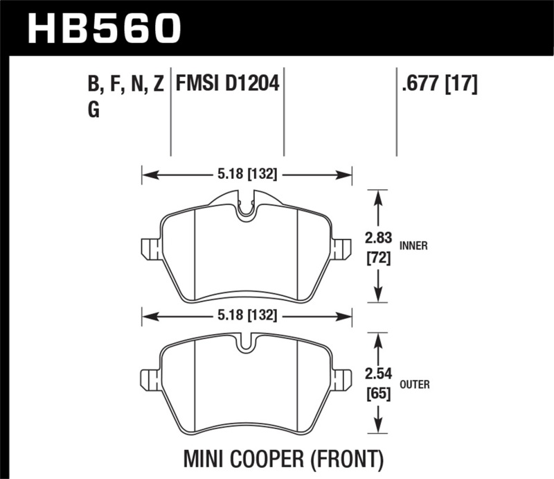 Picture of Hawk Performance HAWK HPS Brake Pad Sets - HB560F.677