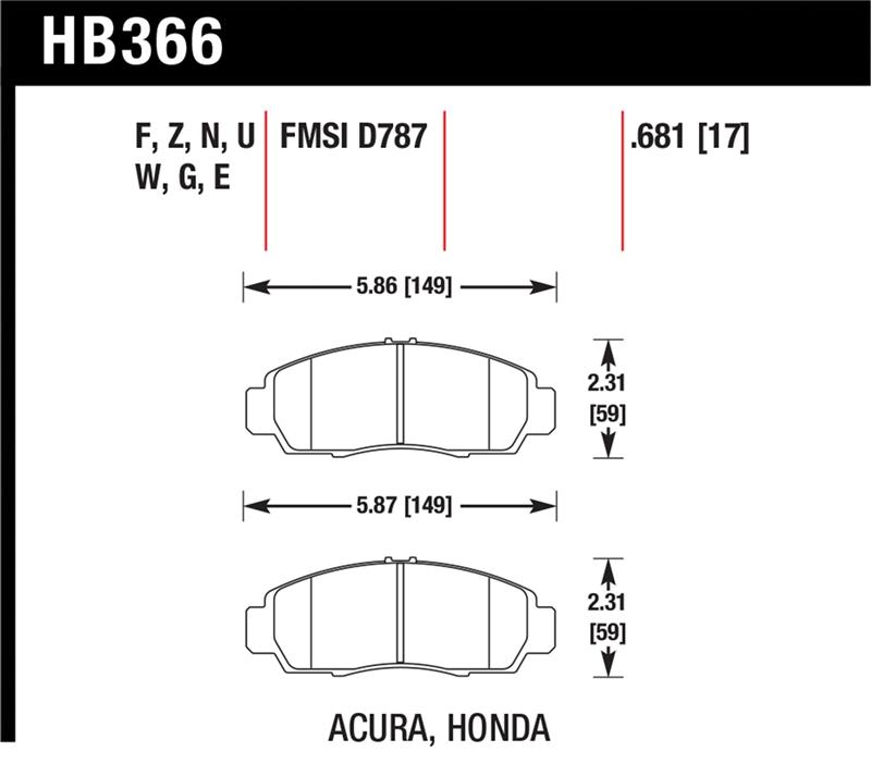 Picture of Hawk Performance HAWK DTC-60 Brake Pad Sets - HB366G.681