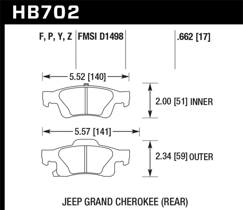 Picture of Hawk Performance HAWK HPS Brake Pad Sets - HB702F.662