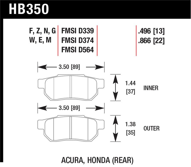 Picture of Hawk Performance HAWK DTC-60 Brake Pad Sets - HB350G.496