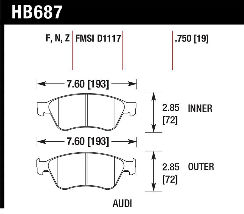 Picture of Hawk Performance HAWK HPS Brake Pad Sets - HB687F.750