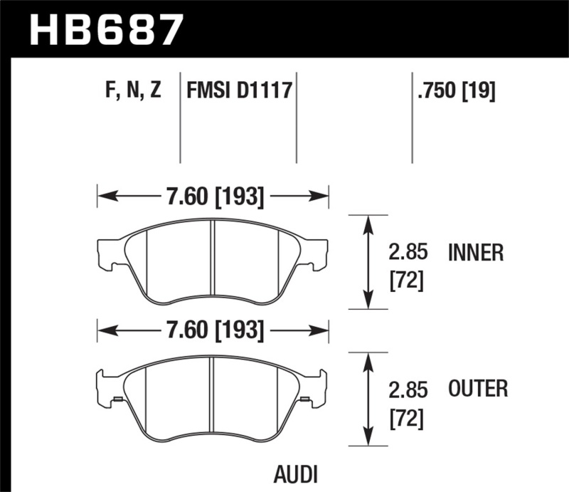 Picture of Hawk Performance HAWK HPS Brake Pad Sets - HB687F.750