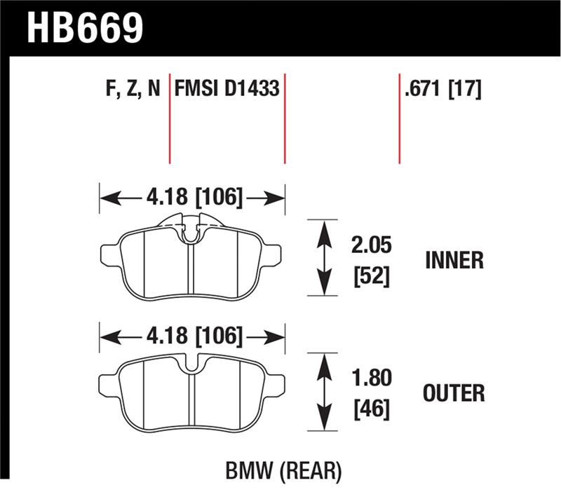 Picture of Hawk Performance HAWK HP+ Brake Pad Sets - HB669N.671