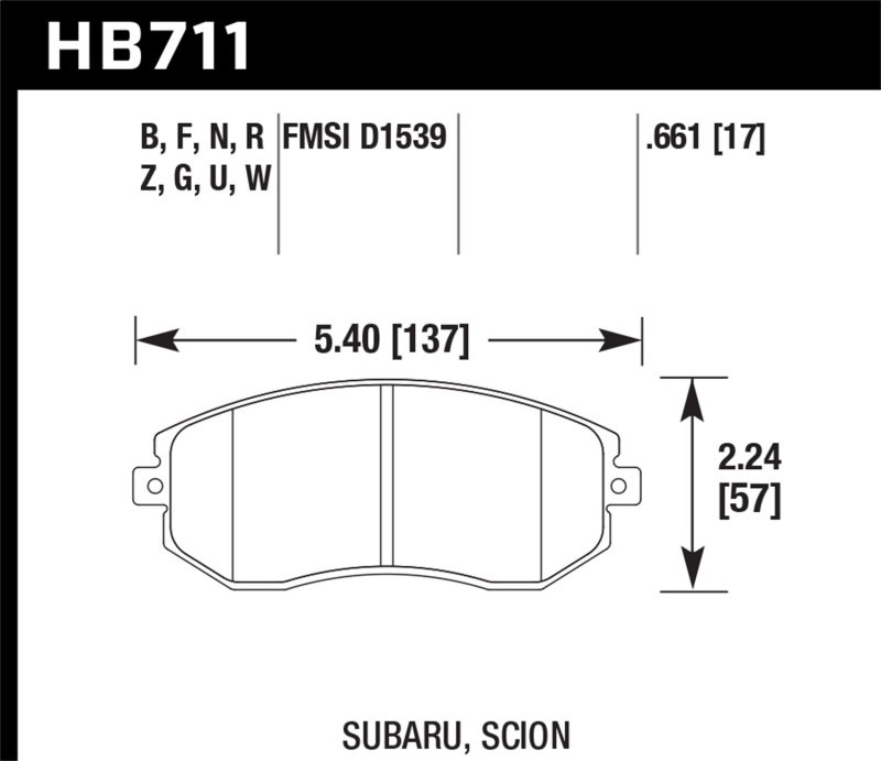 Picture of Hawk Performance HAWK DTC-60 Brake Pad Sets Front - HB711G.661