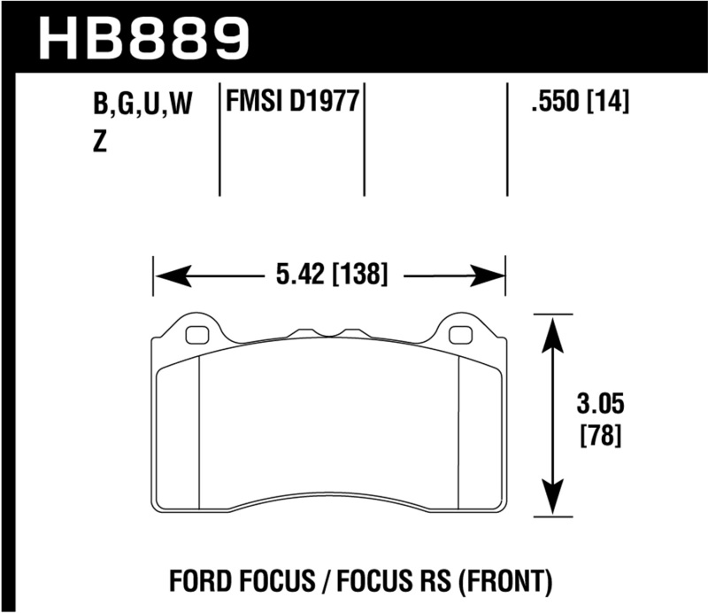 Picture of Hawk Performance HAWK DTC-70 Brake Pad Sets - HB889U.550