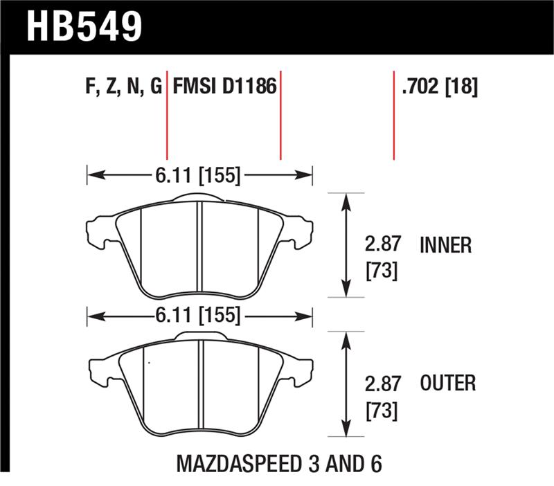 Picture of Hawk Performance HAWK HPS Brake Pad Sets - HB549F.702