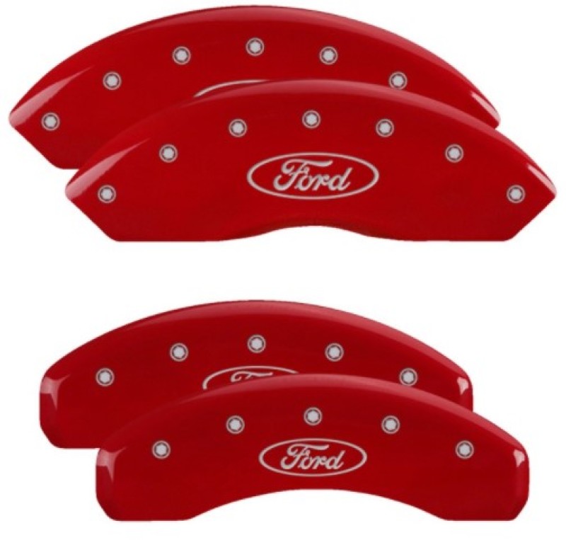 Picture of MGP 4 Caliper Covers Engraved Front & Rear Oval Logo/Ford Red Finish Silver Char 2019 Ford Ranger