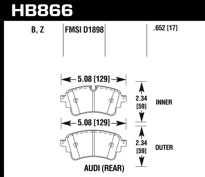 Picture of Hawk Performance HAWK HPS 5.0 Brake Pad Sets - HB866B.652