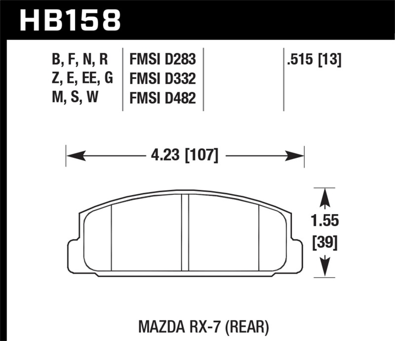 Picture of Hawk Performance HAWK HPS Brake Pad Sets - HB158F.515