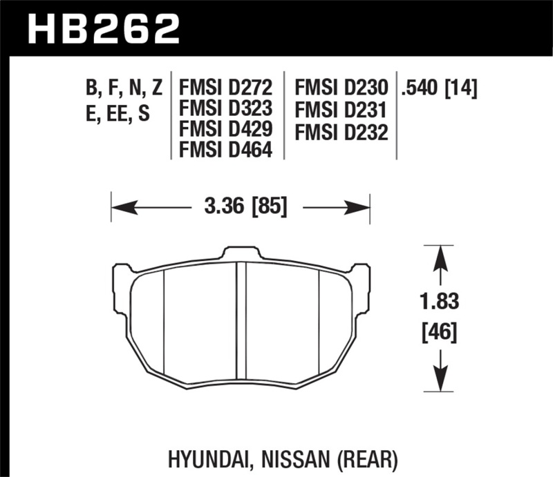 Picture of Hawk Performance HAWK HPS Brake Pad Sets - HB262F.540