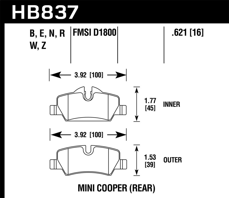 Picture of Hawk Performance HAWK HP+ Brake Pad Sets - HB837N.621