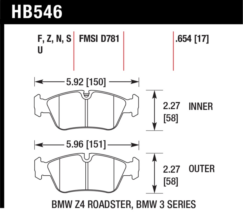 Picture of Hawk Performance HAWK HT-10 Brake Pad Sets - HB546S.654