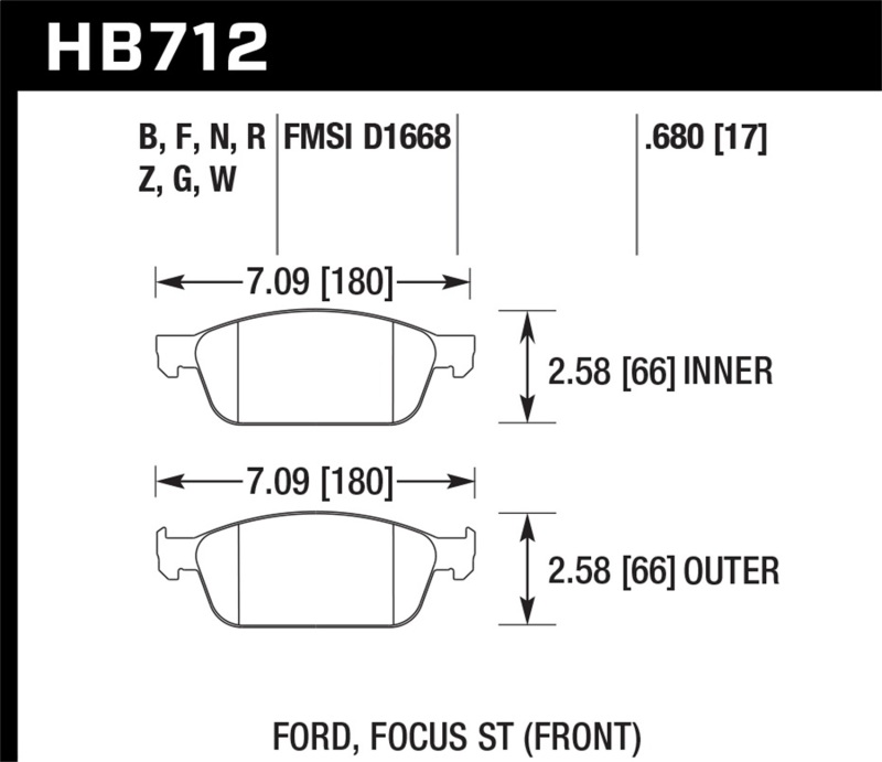 Picture of Hawk Performance HAWK HPS Brake Pad Sets Front - HB712F.680