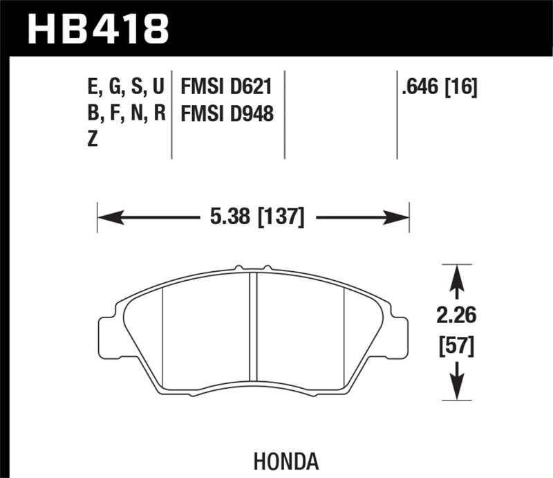 Picture of Hawk Performance HAWK DTC-60 Brake Pad Sets - HB418G.646