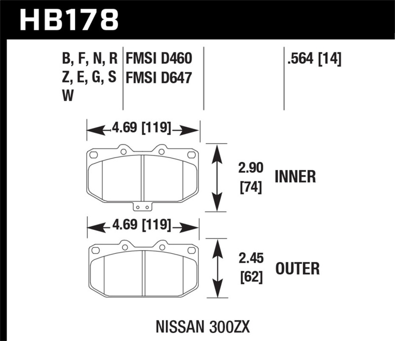 Picture of Hawk Performance HAWK HPS 5.0 Brake Pad Sets - HB178B.564