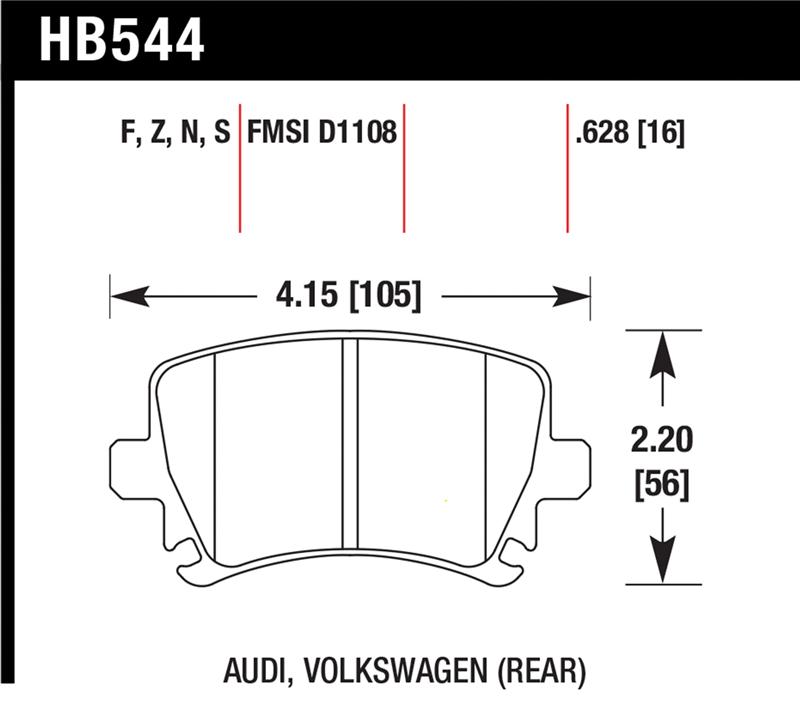 Picture of Hawk Performance HAWK HPS 5.0 Brake Pad Sets - HB544B.628