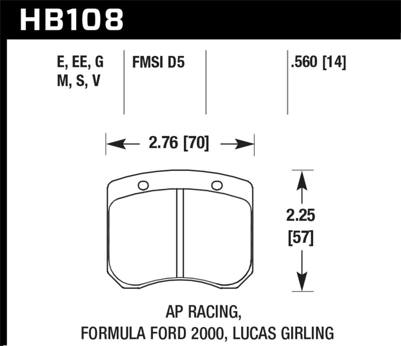 Picture of Hawk Performance HAWK HPS 5.0 Brake Pad Sets - HB180B.560