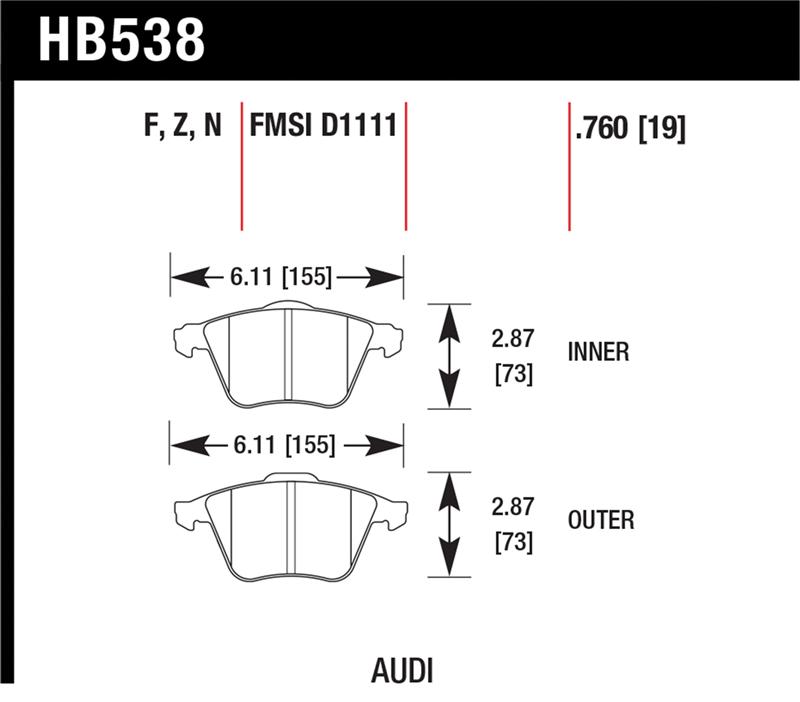 Picture of Hawk Performance HAWK HPS 5.0 Brake Pad Sets - HB538B.760