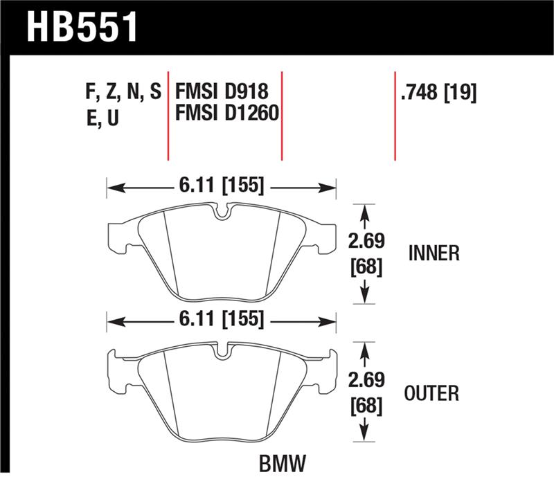 Picture of Hawk Performance HAWK HPS 5.0 Brake Pad Sets - HB551B.748