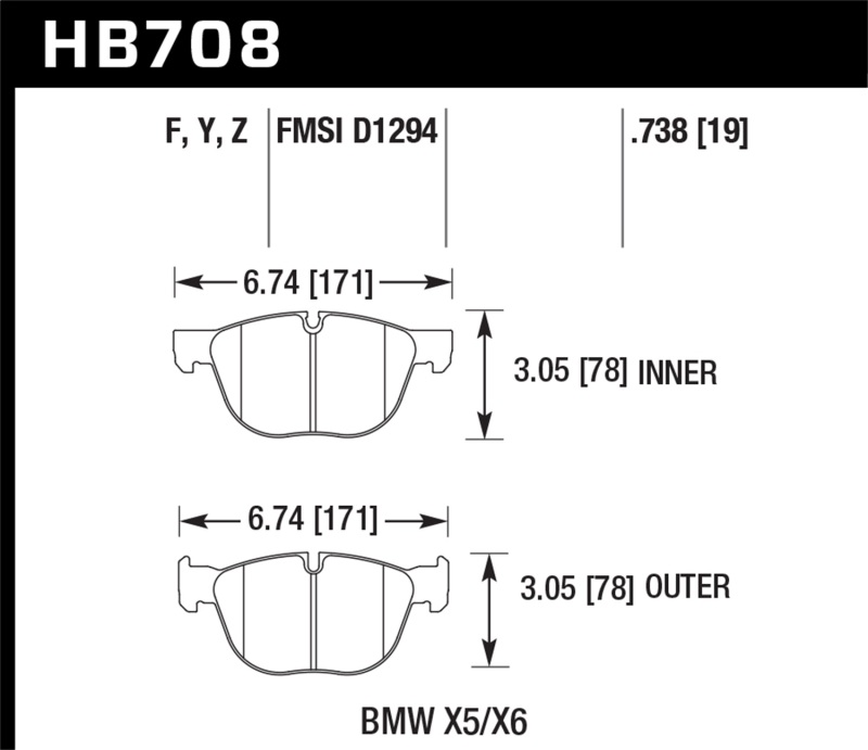 Picture of Hawk Performance HAWK HPS Brake Pad Sets - HB708F.738