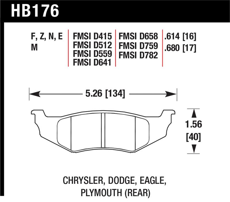 Picture of Hawk Performance HAWK HPS Brake Pad Sets Rear - HB176F.614