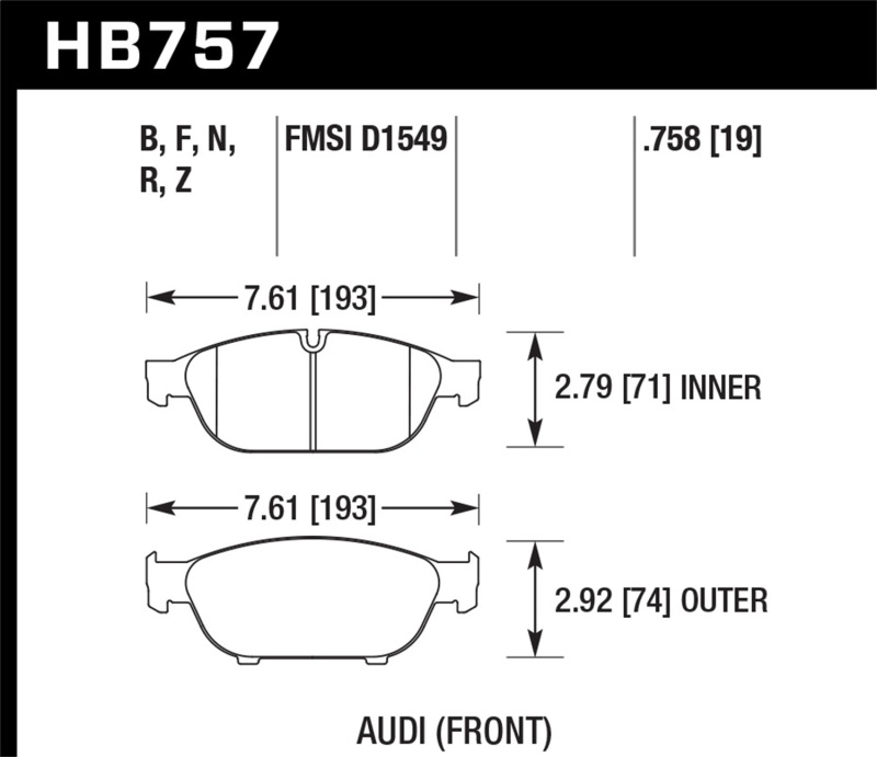 Picture of Hawk Performance HAWK HP+ Brake Pad Sets - HB757N.758