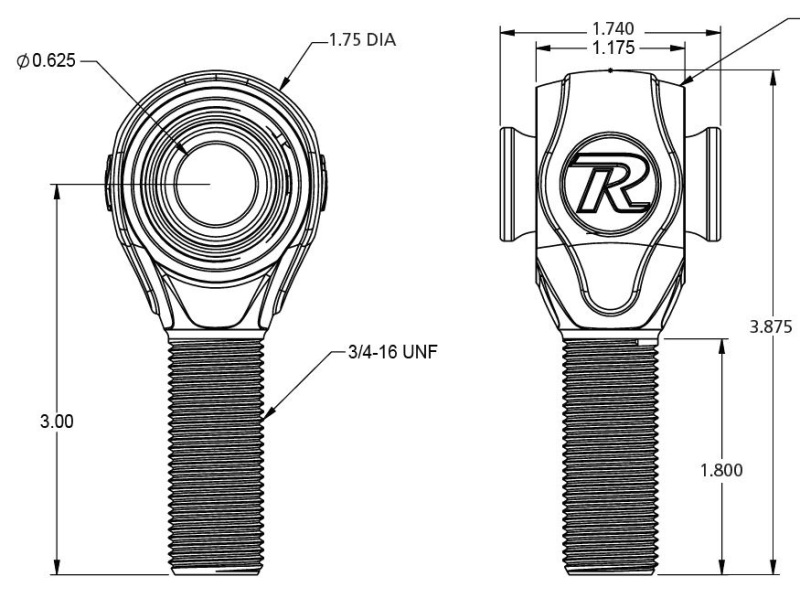 Picture of Ridetech R-Joint Rod End with 3/4in-16 Left Hand Thread