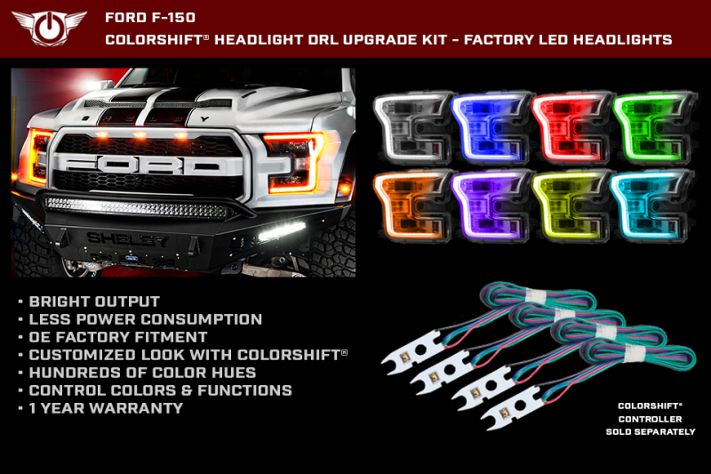 Picture of Oracle 15-17 Ford F-150 Headlight DRL Upgrade Kit - ColorSHIFT w/o Controller