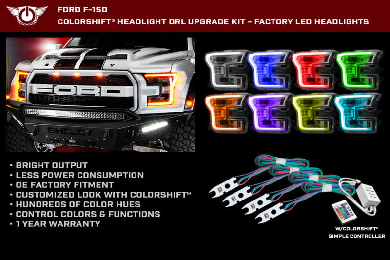 Picture of Oracle 15-17 Ford F-150 Headlight DRL Upgrade Kit - ColorSHIFT w/ Simple Controller
