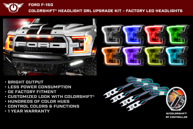 Picture of Oracle 15-17 Ford F-150 Headlight DRL Upgrade Kit - ColorSHIFT