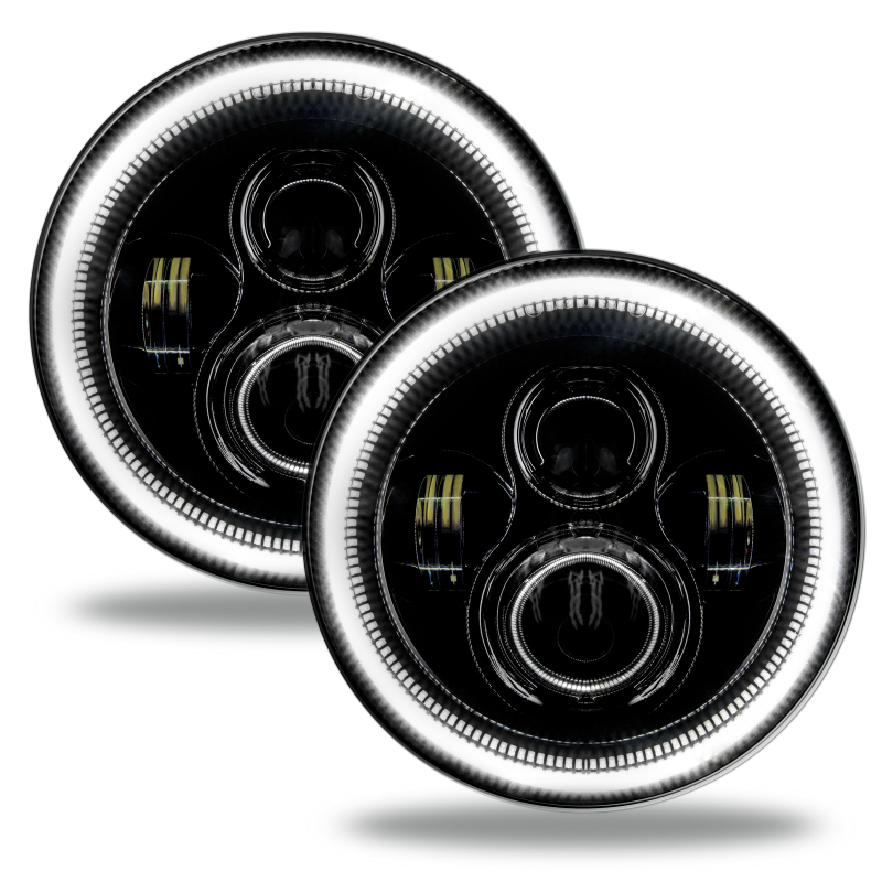 Picture of Oracle 7in High Powered LED Headlights - Black Bezel - White