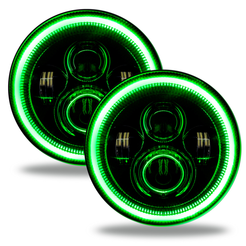 Picture of Oracle 7in High Powered LED Headlights - Black Bezel - Green