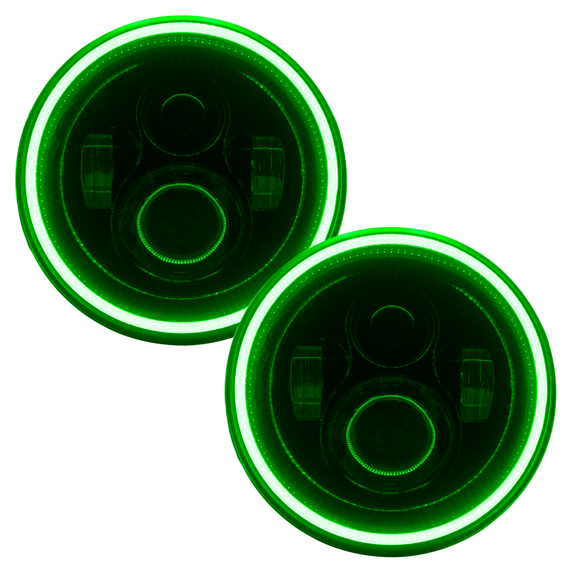 Picture of Oracle 7in High Powered LED Headlights - Black Bezel - Green