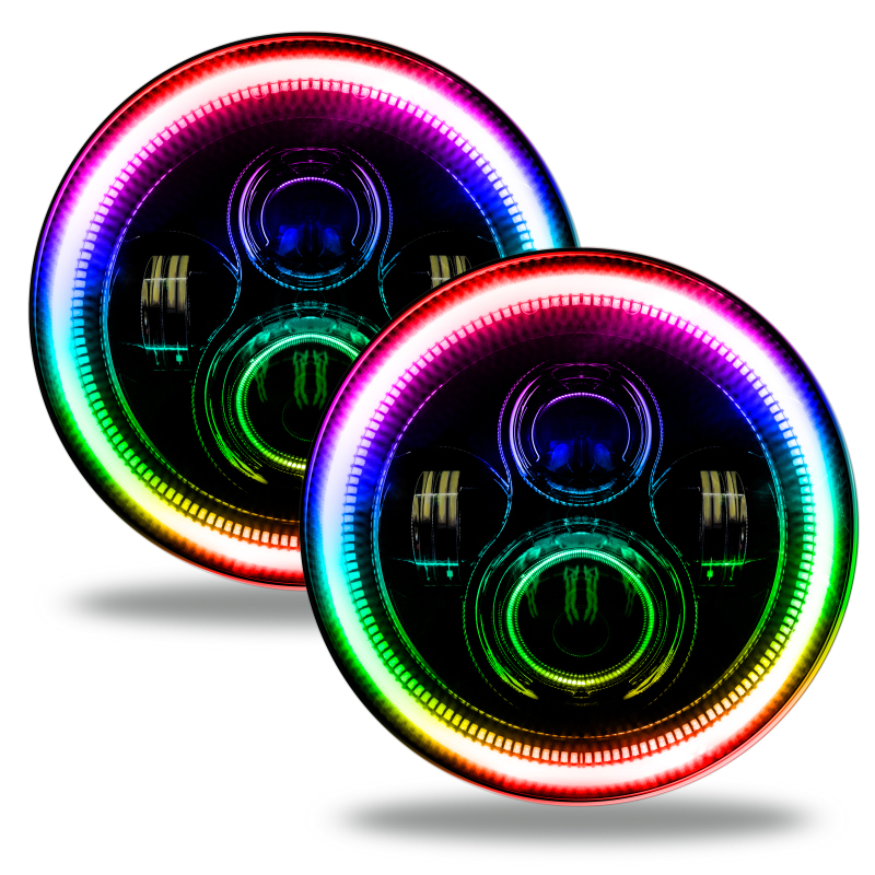 Picture of Oracle 7in High Powered LED Headlights - Black Bezel - ColorSHIFT No Controller