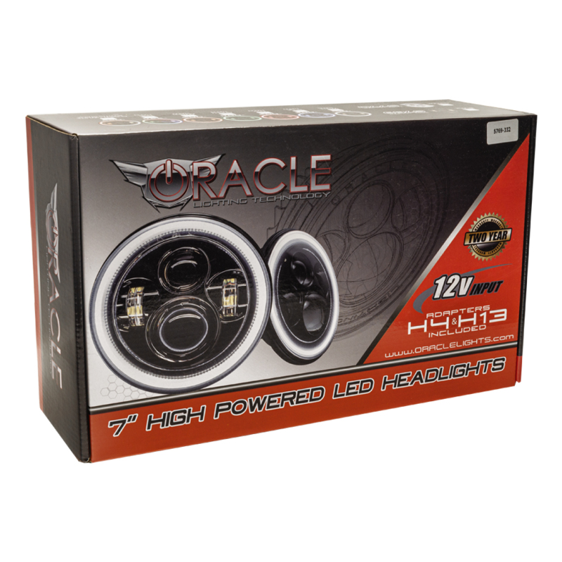 Picture of Oracle 7in High Powered LED Headlights - NO HALO - Black Bezel