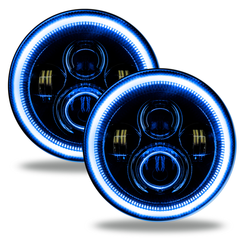 Picture of Oracle 7in High Powered LED Headlights - Black Bezel - Blue