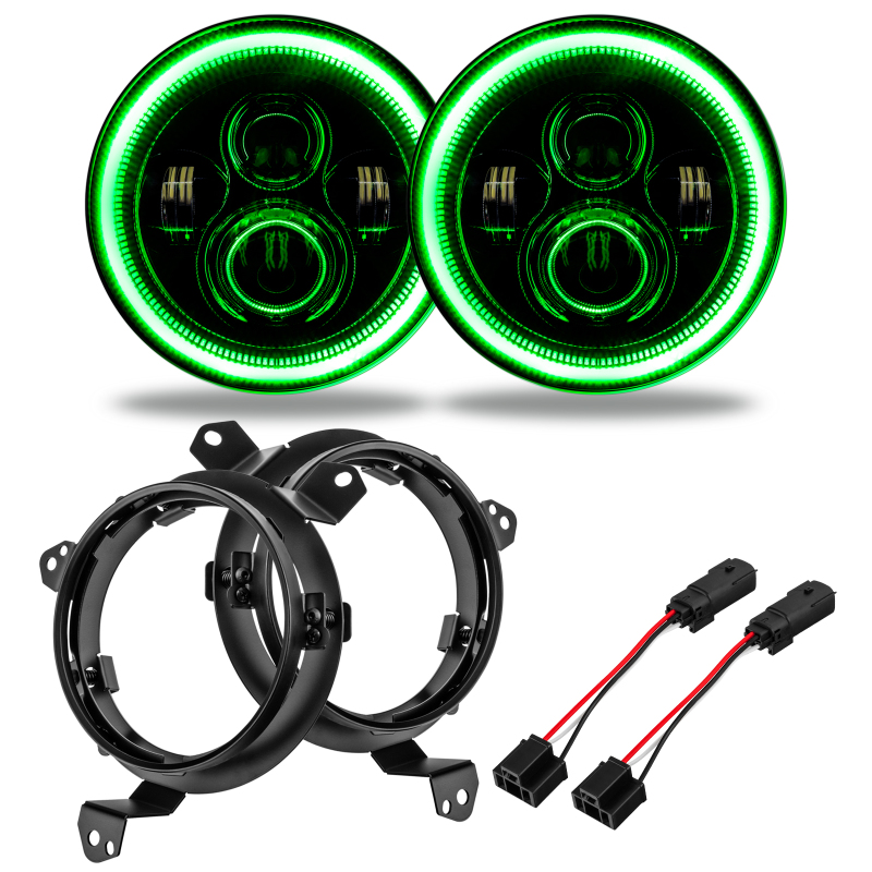 Picture of Oracle Jeep Wrangler JL/Gladiator JT 7in. High Powered LED Headlights (Pair) - Green