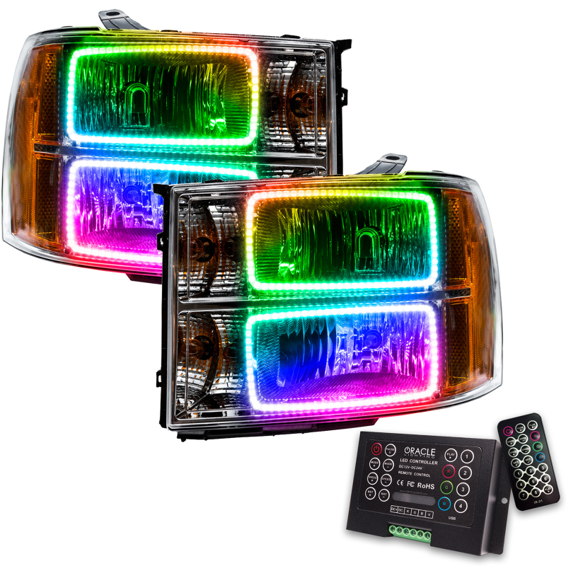 Picture of Oracle 07-13 GMC Sierra SMD HL - Square Ring Design - ColorSHIFT w/ 2.0 Controller
