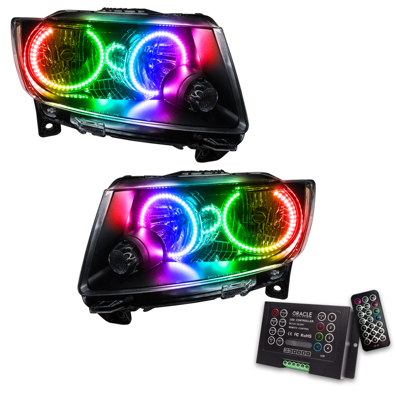 Picture of Oracle 11-13 Jeep Grand Cherokee SMD HL (Non-HID) - Chrome - ColorSHIFT w/ 2.0 Controller
