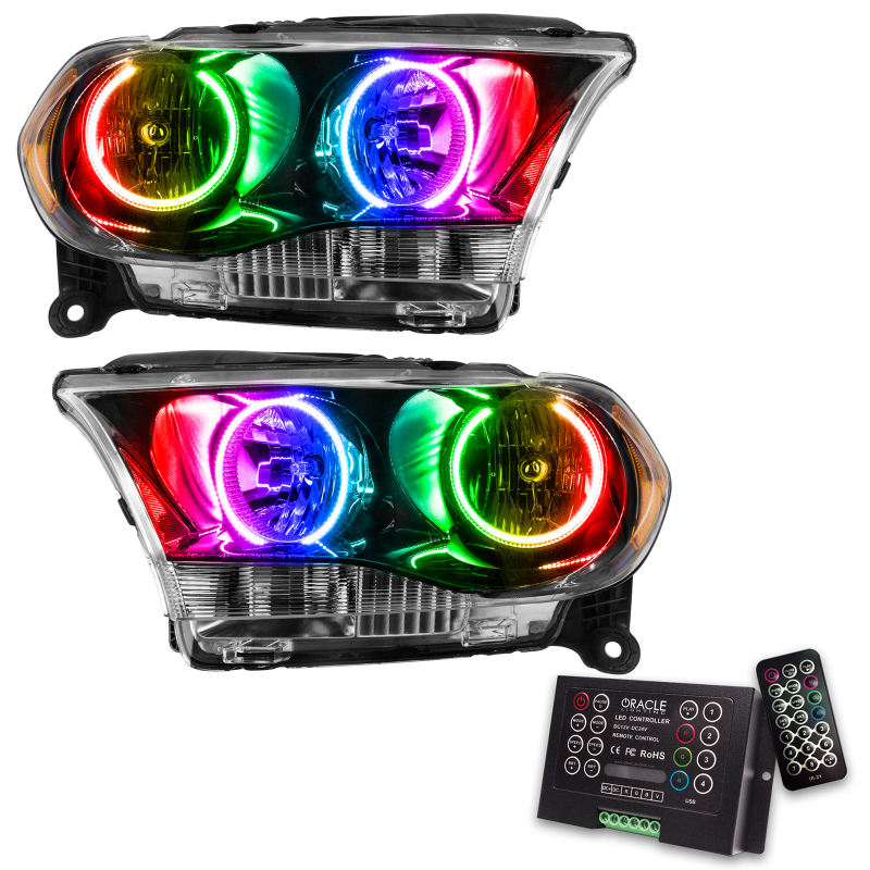 Picture of Oracle 11-13 Dodge Durango SMD HL Halogen - Black - ColorSHIFT w/ 2.0 Controller