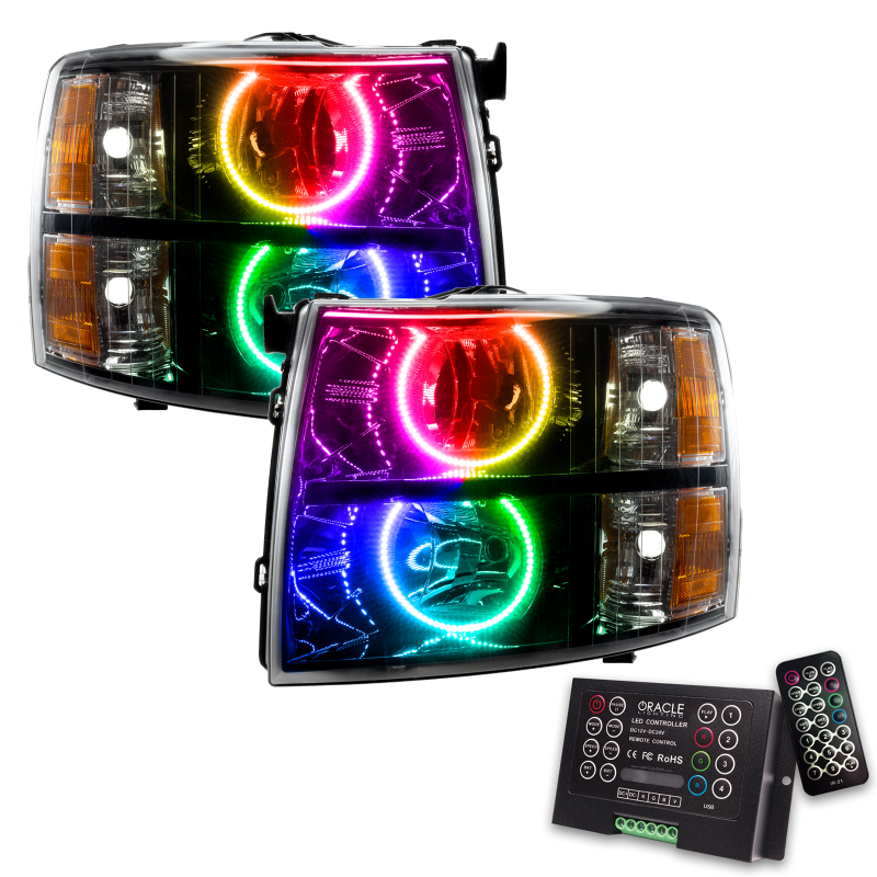 Picture of Oracle 07-13 Chevy Silverado SMD HL - Blk - Round Style - ColorSHIFT w/ 2.0 Controller